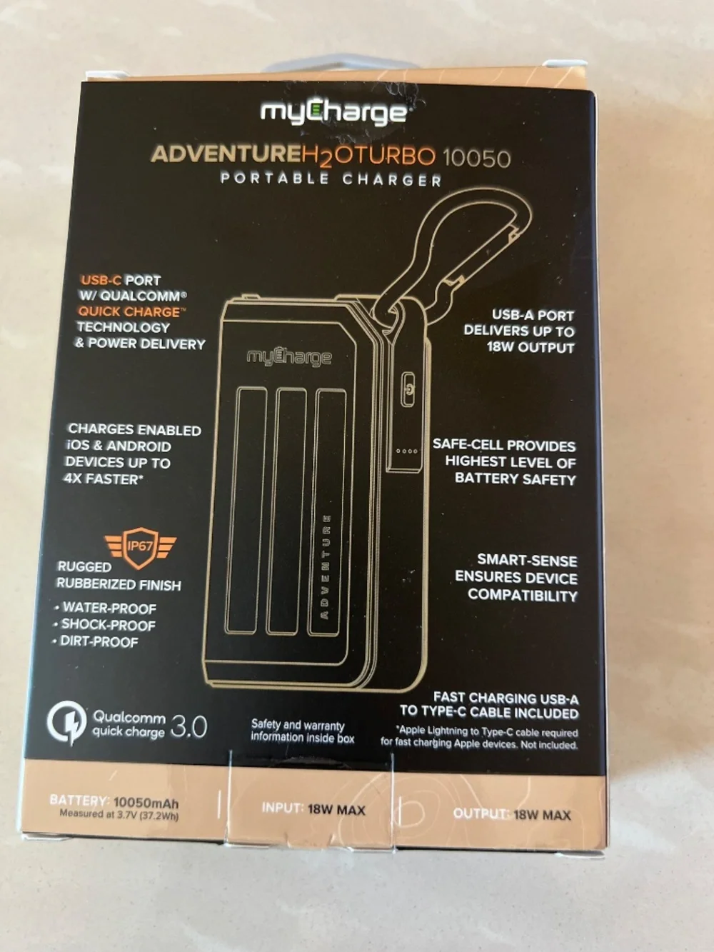 #2915 myCharge Adventure H2O Turbo portable charger 10,050 mAh